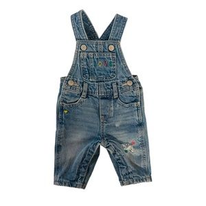 0-3M Old Navy Baby Girl Denim Embroidered Overalls